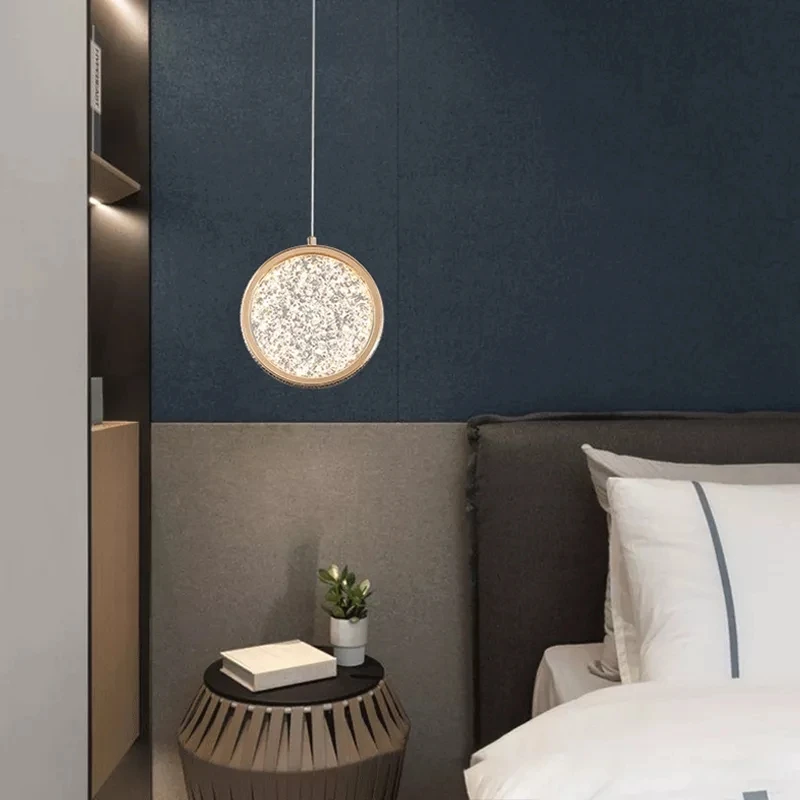 New models kitchen hanging chandelier light 1 light modern led circle rose gold luxury bedroom hanging pendant light