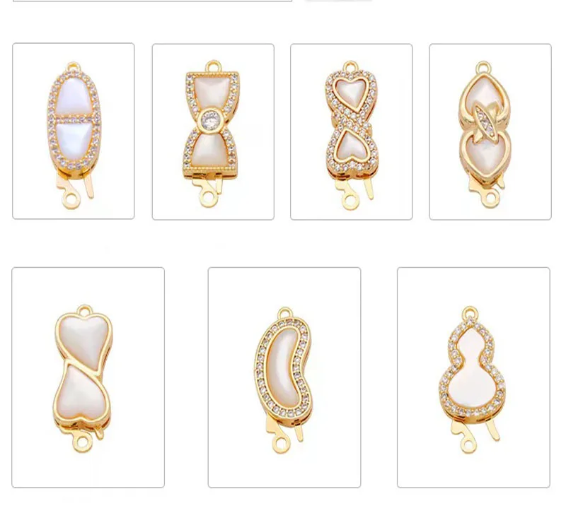 Pearl necklace ending buckle wholesale high-end micro-inlaid white mother-of-pearl connection buckle diy jewelry buckle