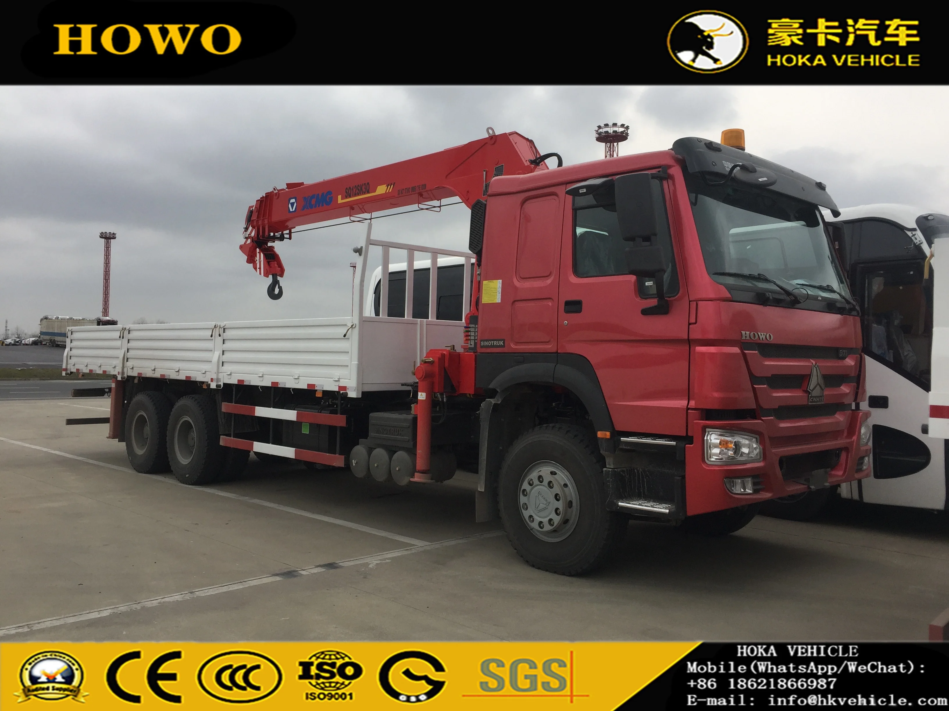 Горячая Распродажа SINOTRUK HOWO 6X4 371HP 12T грузовик с подъемным краном SQ12SK3Q