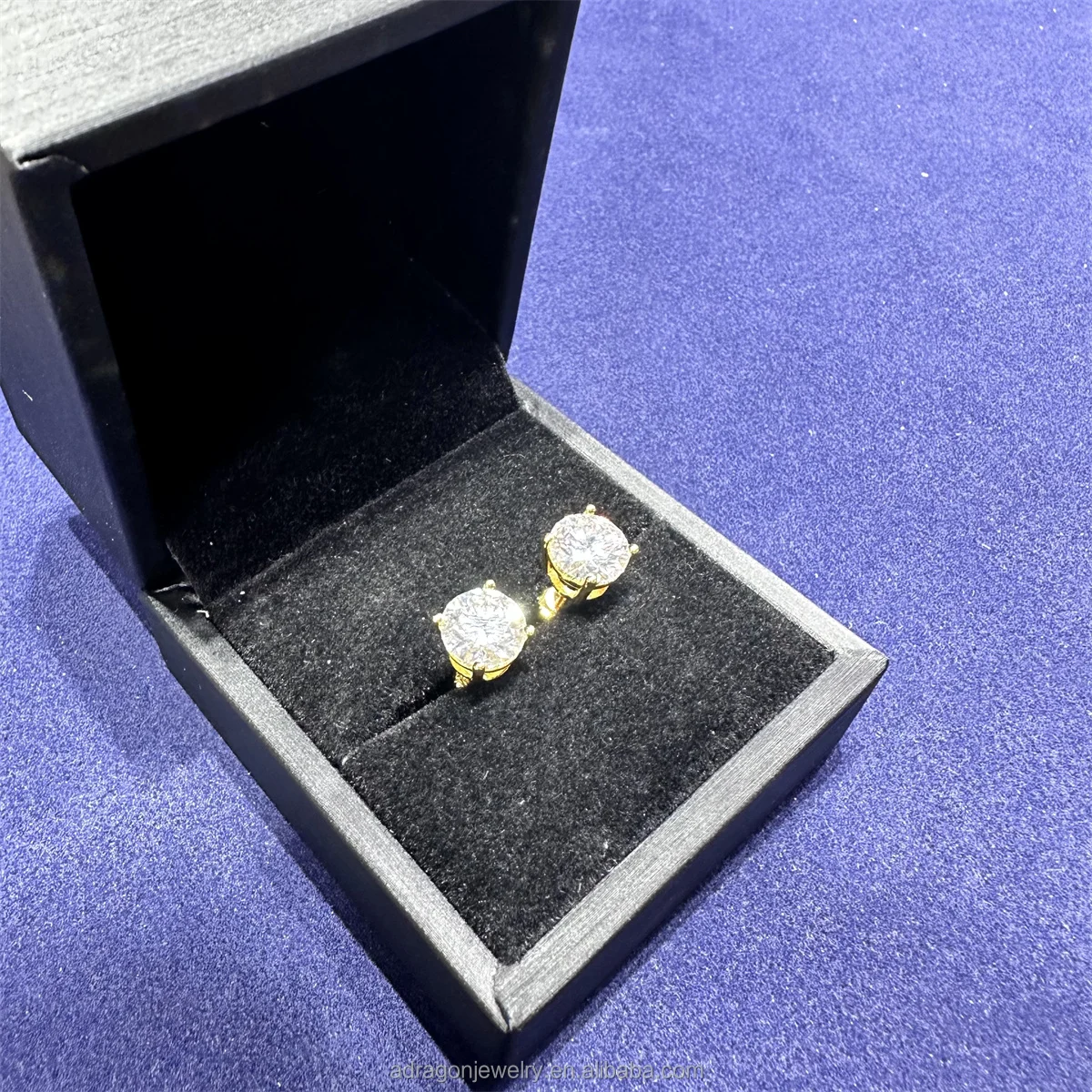 Luxury Wholesale Price Easily Wear VVS Moissanite Hip Hop S92510K 14K Gold Plated Diamond Stud Earrings