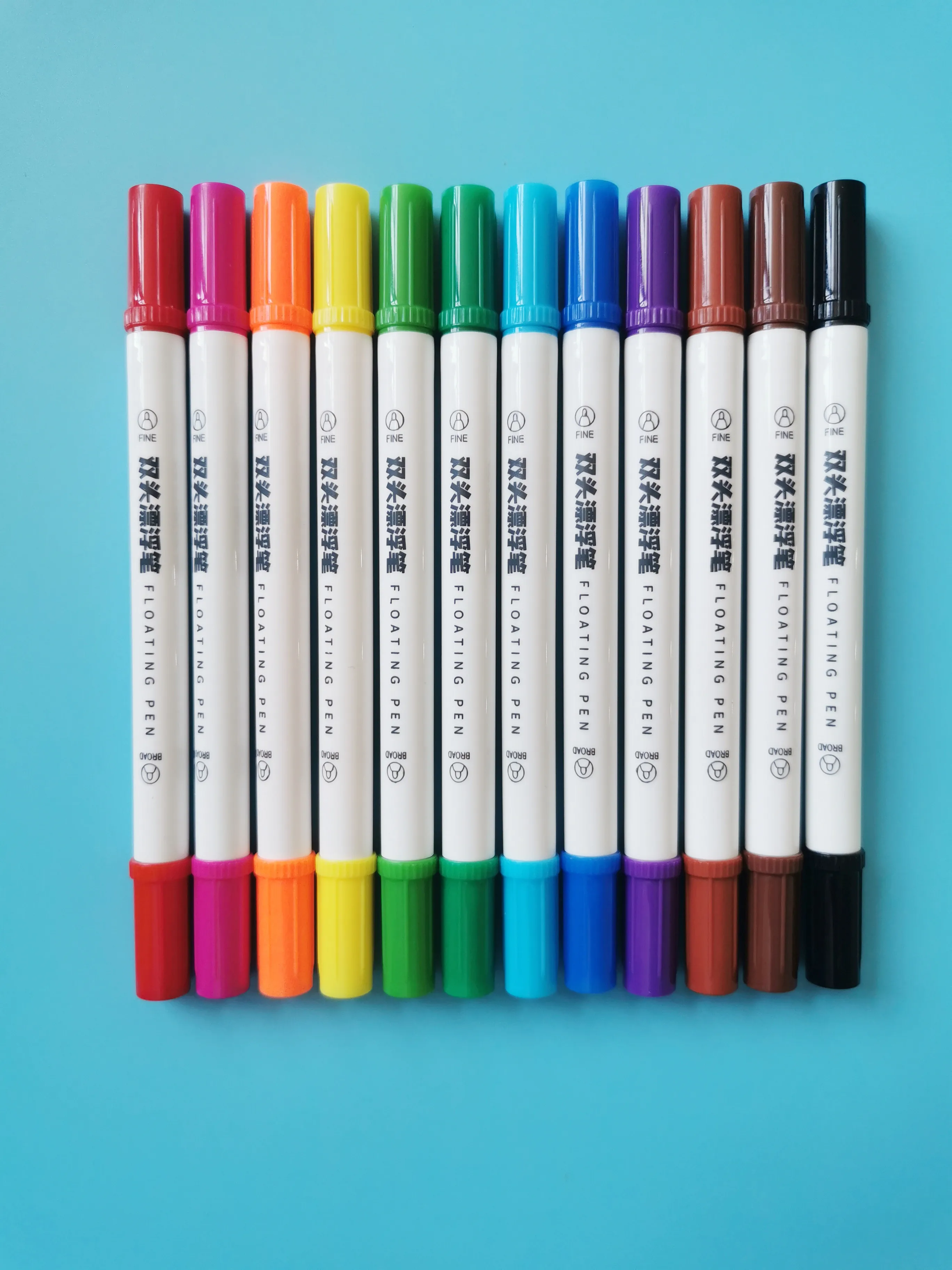 Magic 12 Colors Floating Pen Washable and Non-Toxic Dual Tip Whiteboard Marker Pen for Playing and Drawing in the Water