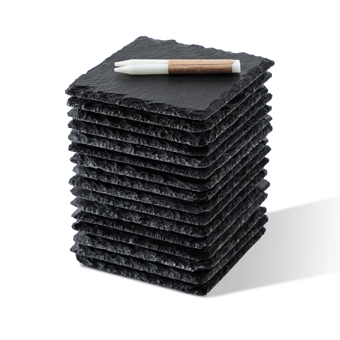 Роскошные подставки из натурального камня, круглые Сланцевые подставки, набор из 16 шт. нескользящих элементов, горячие чашки, виски, удобное хранение напитков