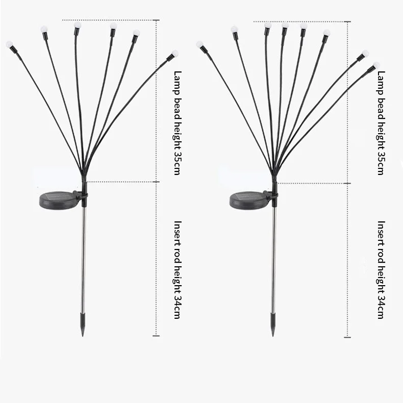 Solar Led  Firefly Lights 6/8/10 Heads Outdoor Waterproof Garden Patio Swaying Fairy Lighting Holiday Party Decoration Lights