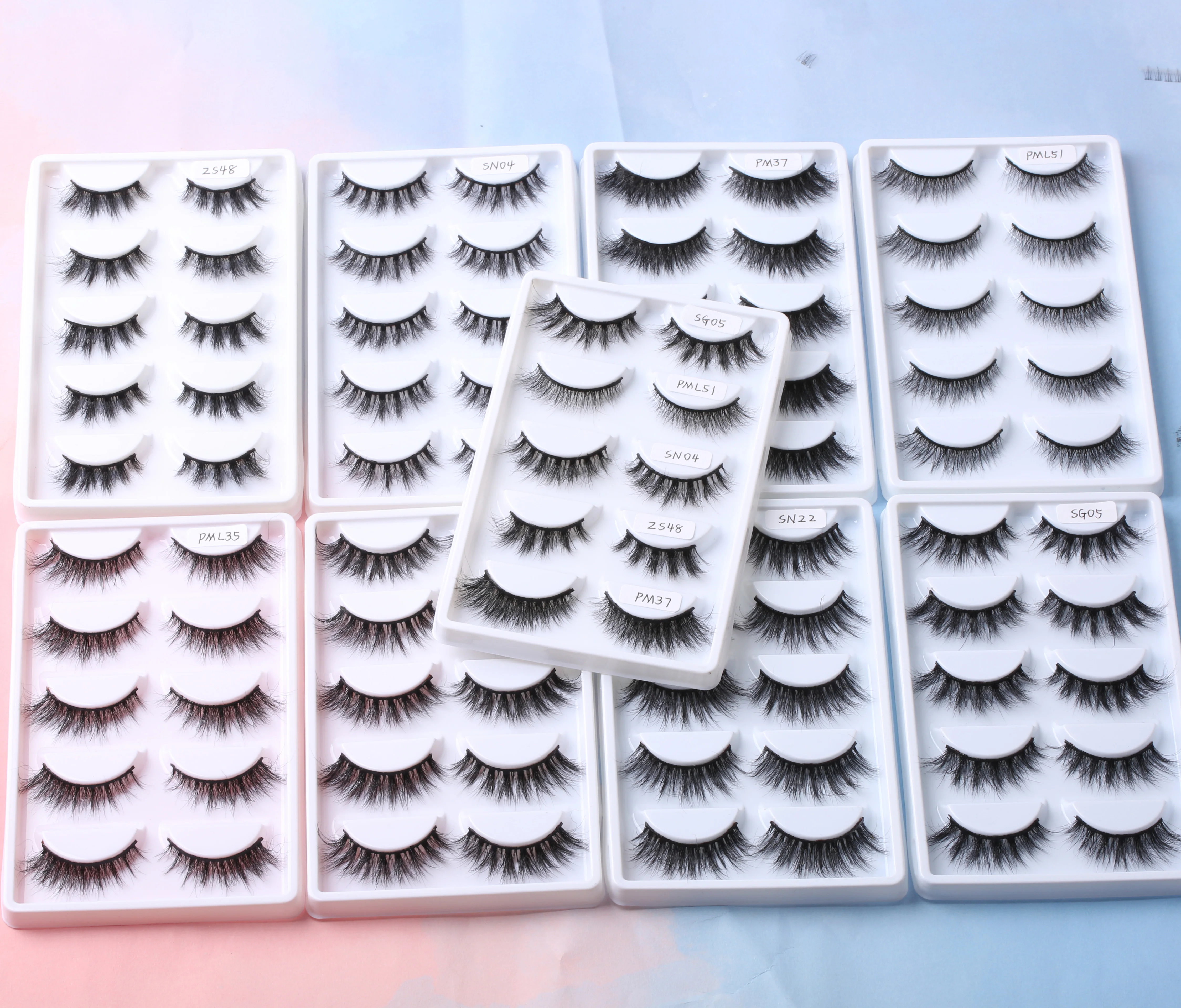 New Arrival 3D real mink fluffy soft lashes wholesale cruelty free mink lash 5 pairs lash set with white tray popular styles