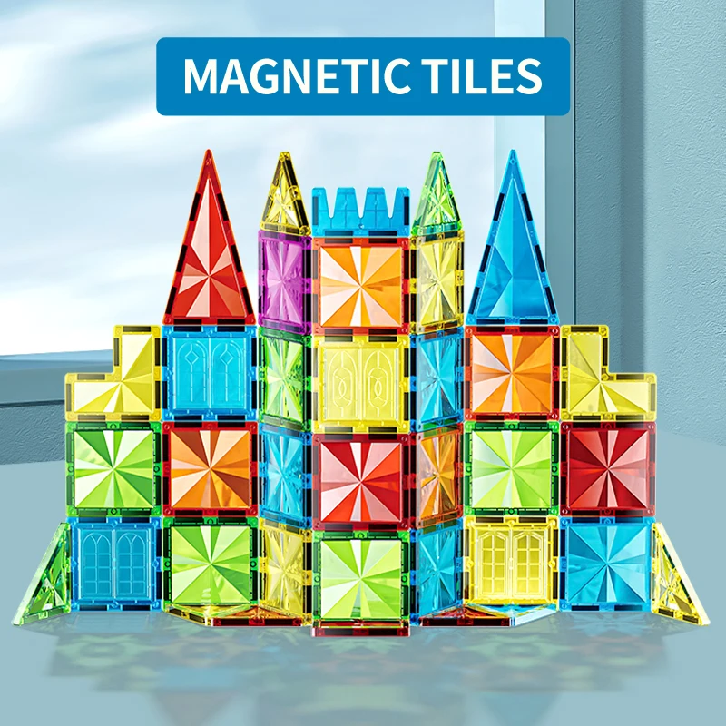 3D Construction Magnet Building Block Sets Educational DIY Plastic Tiles ABS Magnetic Tiles for Kids Certified by ASTM EN71 CPC