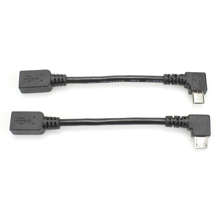Micro B male and female 24AWGx2C+28AWGx1P+1C right angle extension cable