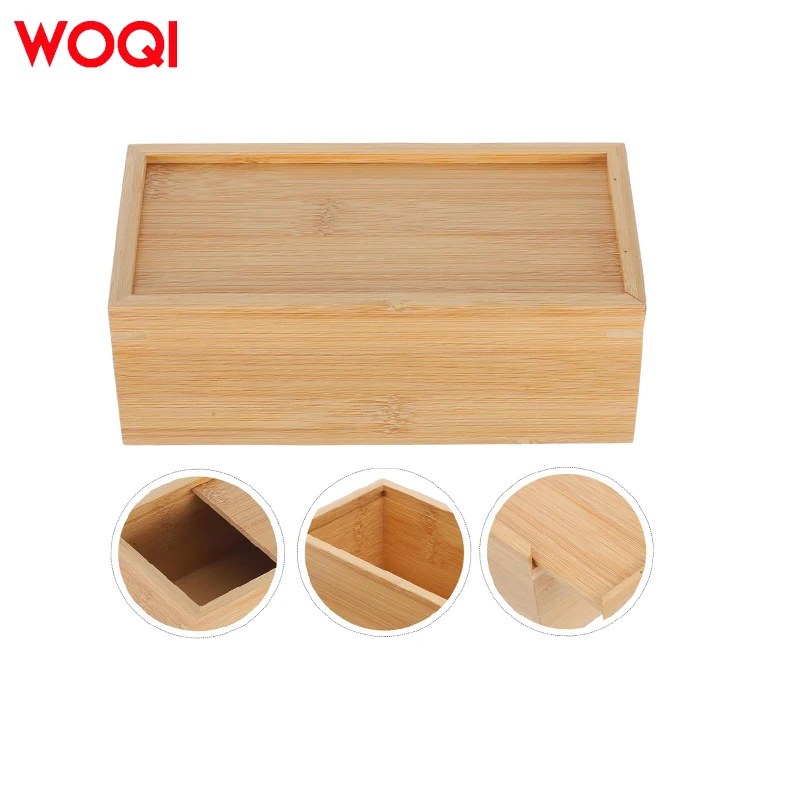 WOQI Hot Sale Unfinished Sliding Lid Wooden Tea Box Wine Packaging wedding gift for Home Decor Festivals