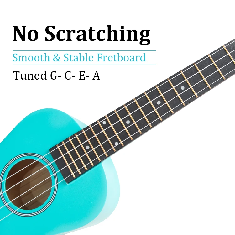 Factory Whole Sale Green Color Linden Ukulele For practice 21 inch Soprano Wood Ukulele