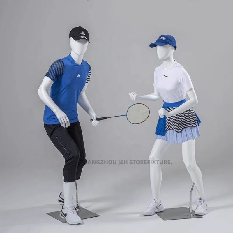 Store display  malefemale sport mannequins movement posture egghead mannequin white fiberglass sports mannequin