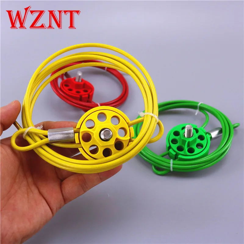 NTC03-2 RED GREEN YELLOW  ROUND MULTIPURPOSE CABLE LOCKOUT 8 HOLES WITH LOOP