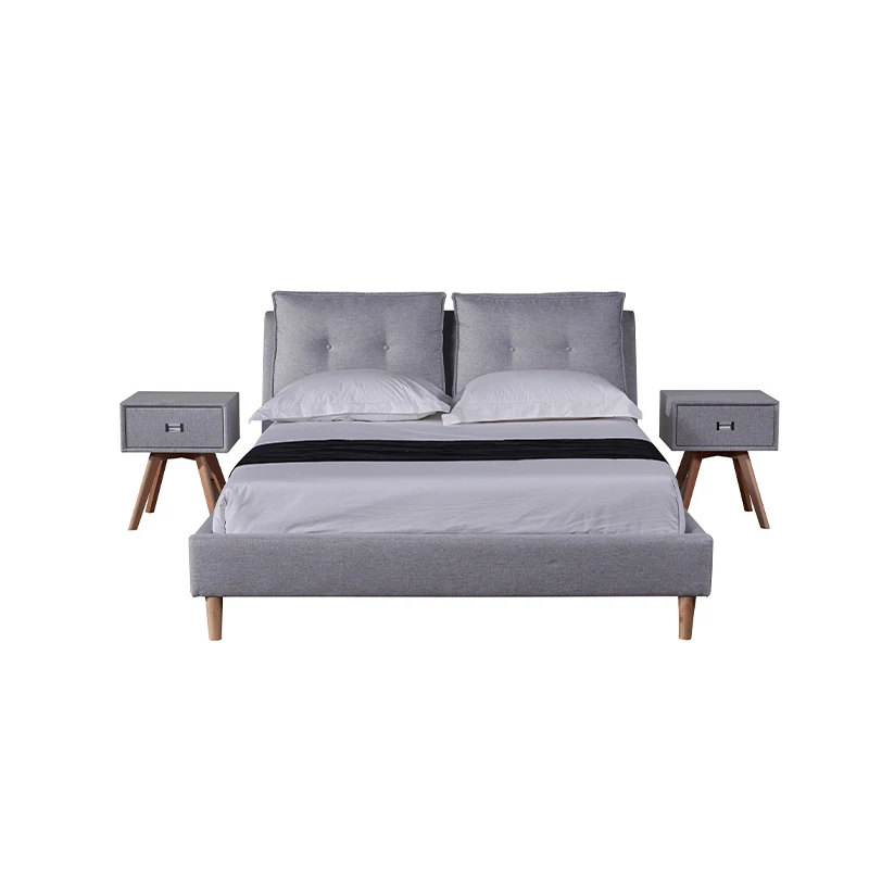Custom Italian Design Modern Wooden Beds Soft Fabric Bed Design Modern