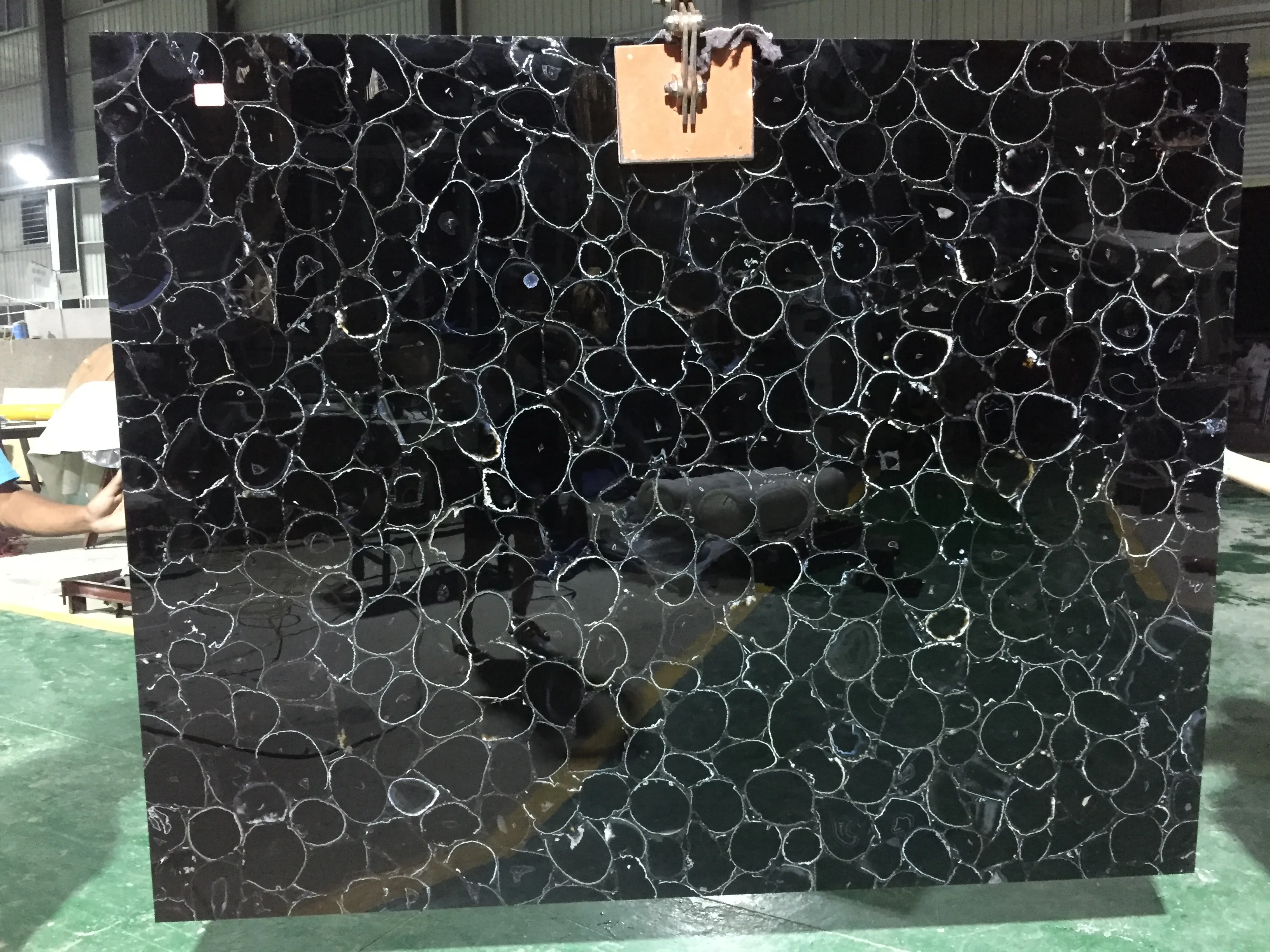 Natural gemstone Black  agate translucent / onyx backlit slab/ semi precious stone marble tile for decor