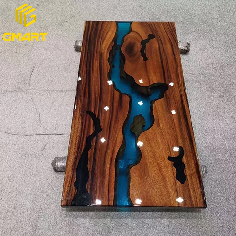 Gmart Vintage Handmade Rustic 40 Mm Reusable Ocean Polyet Lamp Table Light Kitchen Dining Table Epoxy For Food Table