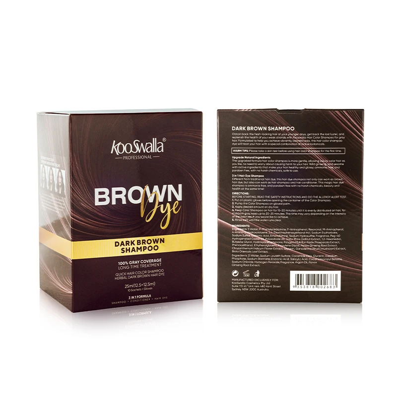 new herbal 3 in 1 permanent black kooswalla organic and natural  hair dye shampoo sachet for gray hair