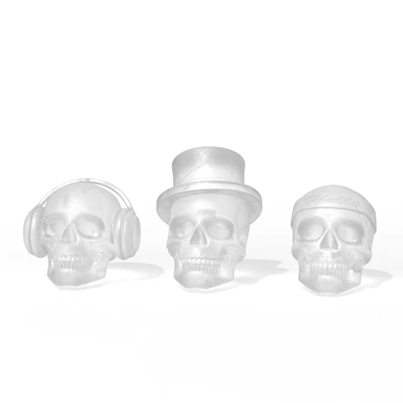 6K11 Old Fashioned Custom Reusable Whisky Freezer 3D Skull Ice Cubes Tray For Drinks