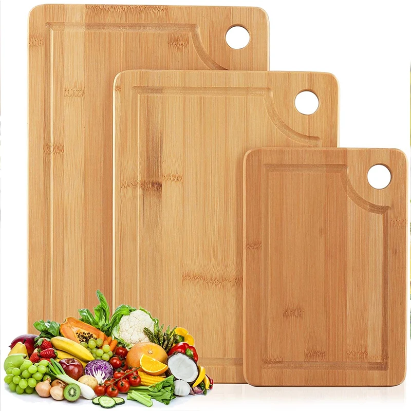 Deep sink Bamboo cutting board sublimation Wood Cutting Board with Drip Groove Used for fruits, vegetables and meat set