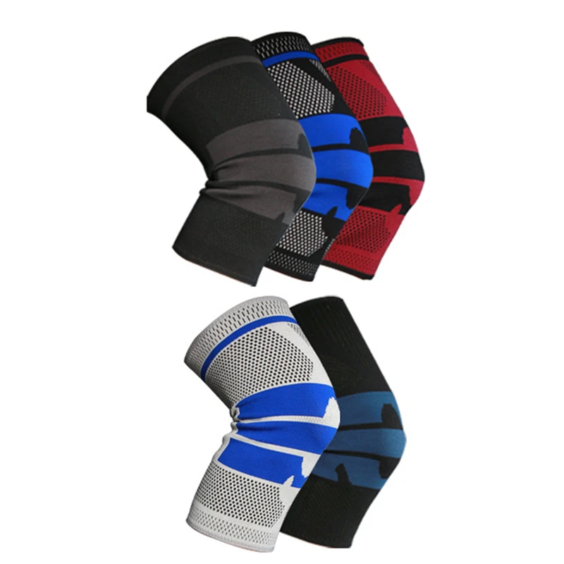 Silicone anti-collision spring support knee pads Basketball running Mountaineering knee Sports gear Knit warm sports kneepads
