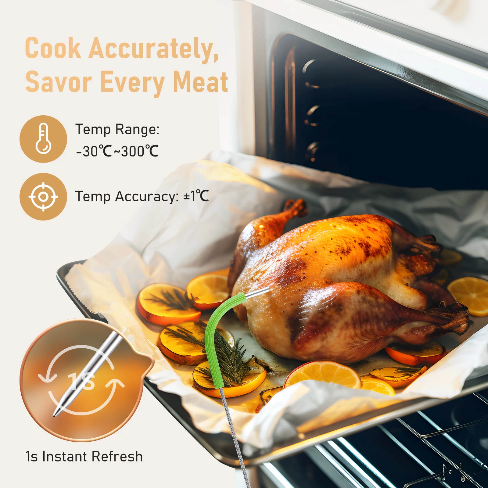 INKBIRD IKT-031 Kitchen Timer Digital Rotatable Timer Rotatable LCD Kitchen Thermometer Magnetic Countdown Timer with Knob