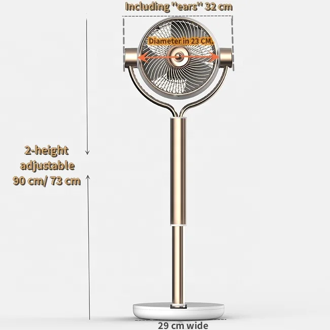 24 Watts  360 Degree Air Cooling Fan 12-Speed 9 Inch 3- Blade Air  Fan Cooler With 2 Height Adjustable