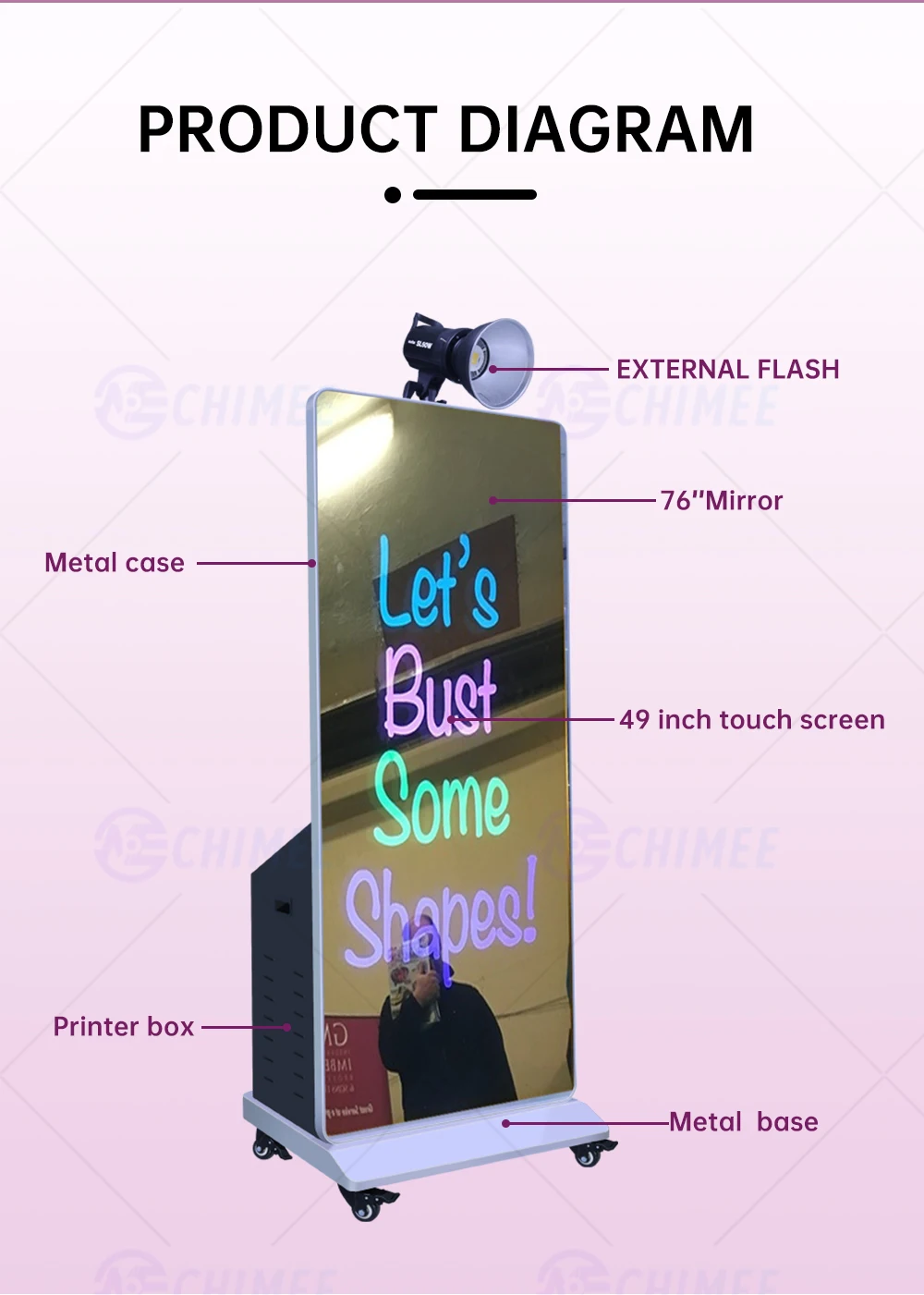 Best Mirror Touch Screen Mirror Wedding Photo Booth 49inch Touch Screen Mirror Photo Booth for Sale