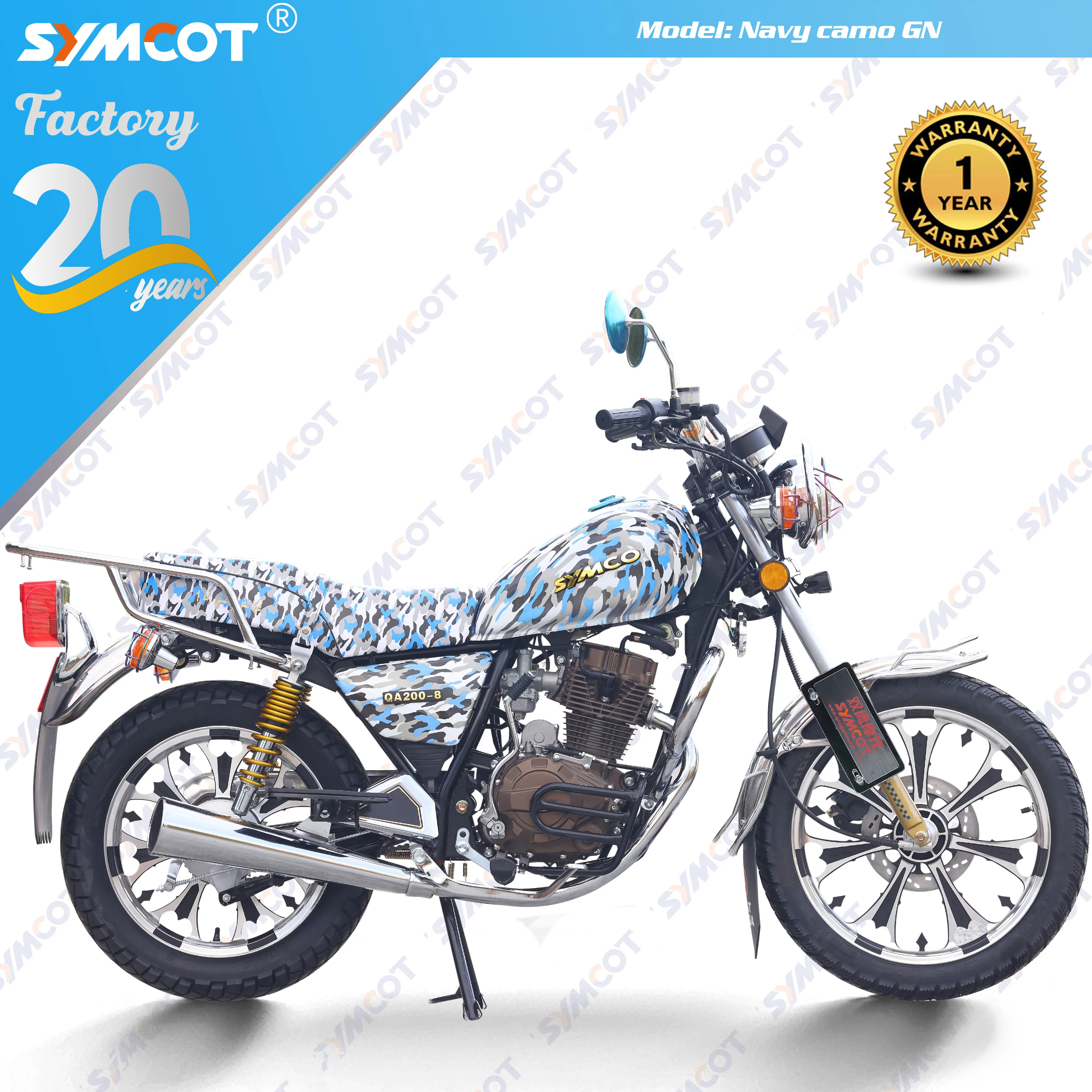 GN150 GN200 navy blue camo aluminum rim LED headlight with mp3 engine protector mud guard