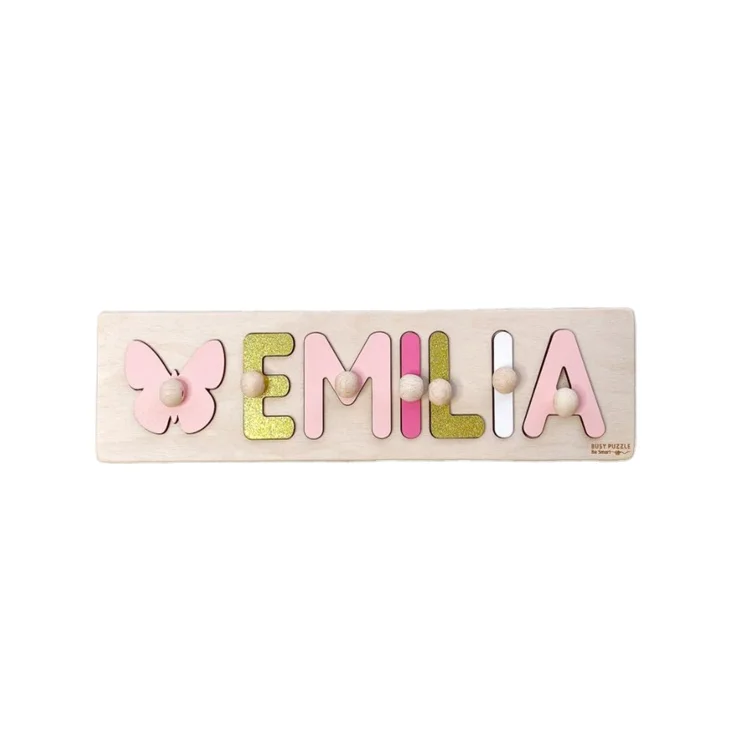 
personalized name wooden puzzle Handmade Gift Toy Boy Newborn Girl Baby Custom Name Baby Busy Board 