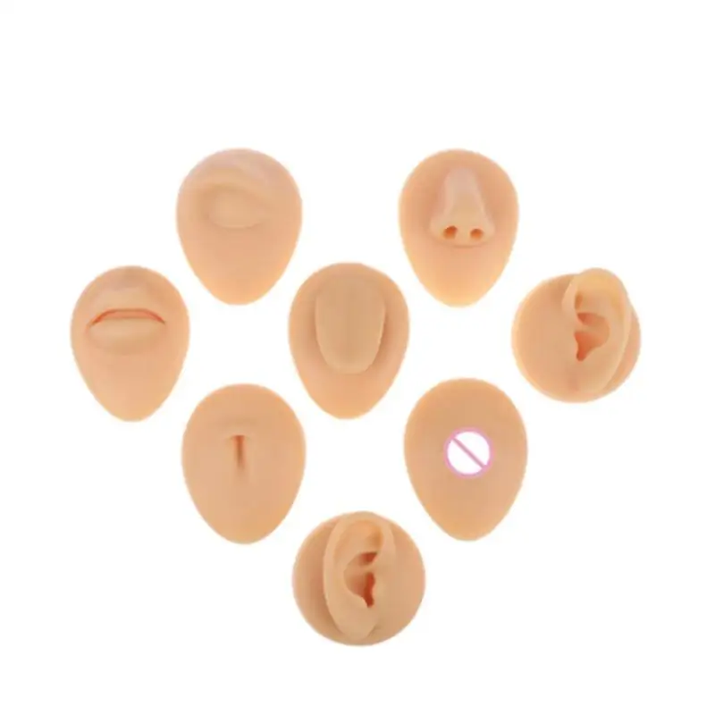 Silicone Body Part Model,Ear Mouth Eye Tongue Navel Model Puncture Display teaching tool,Reused Piercing Practice Body Parts