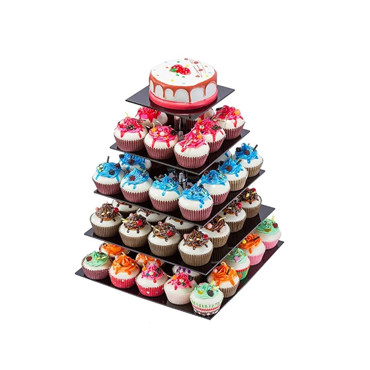 Modern Style 5 Tier Acrylic Cupcake Display Stand For Shop Supermarket