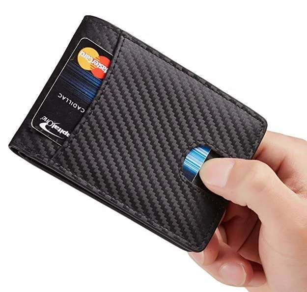 Мужской кожаный кошелек тонкий с передним карманом складной RFID-блокировкой для