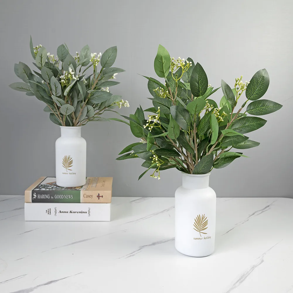 Artificial Flower Plant Greenery Artificial Eucalyptus Leaf Green Short Stem Olive Branches With Fruit For Wedding Decor