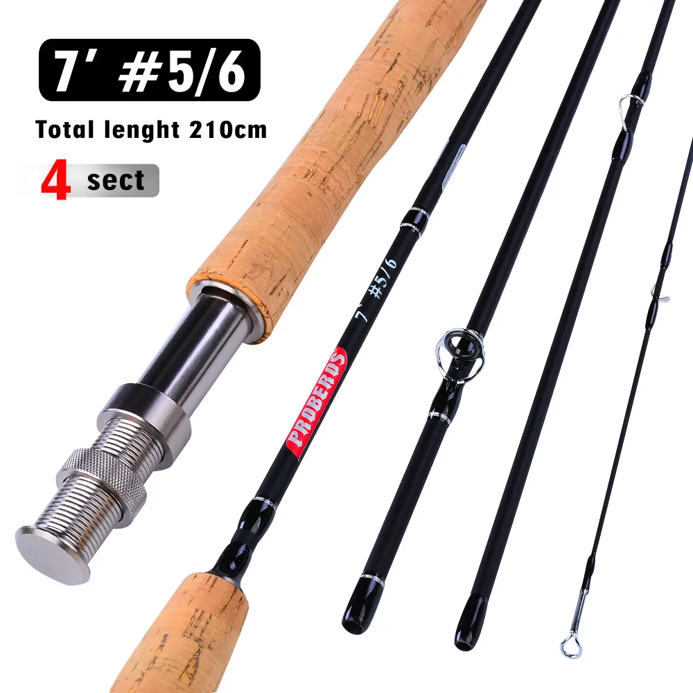 7 Feet 4 Section Fly Fishing Rod 2.1m #3/4 #5/6 #7/8 Portable UltraLight Fly Fishing Rod Soft Cork Handle Rod Fishing Tackle