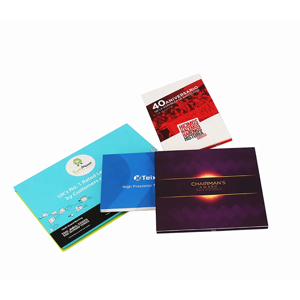 customized 7 inch video brochure digital wedding video greeting card lcd white leather lcd advertising video brochure