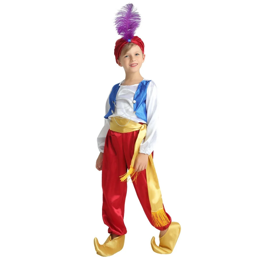 Kids Boys Arabian Prince Costume Halloween Prince Aladdin Costume Cosplay Party Fancy Prince Dress Up