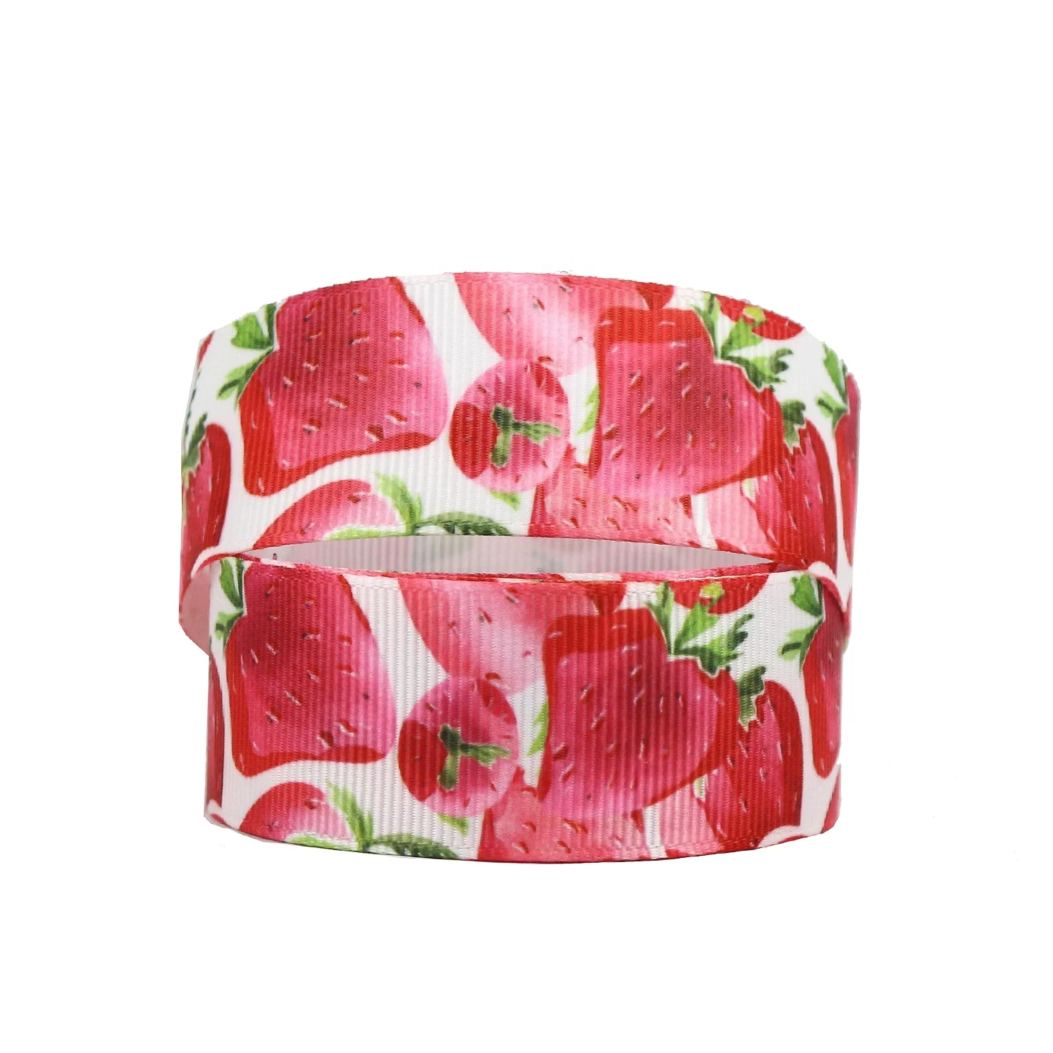 High Color Fastness Strawberry Check Pattern Print 1 Inch Grosgrain Character Custom Ribbon