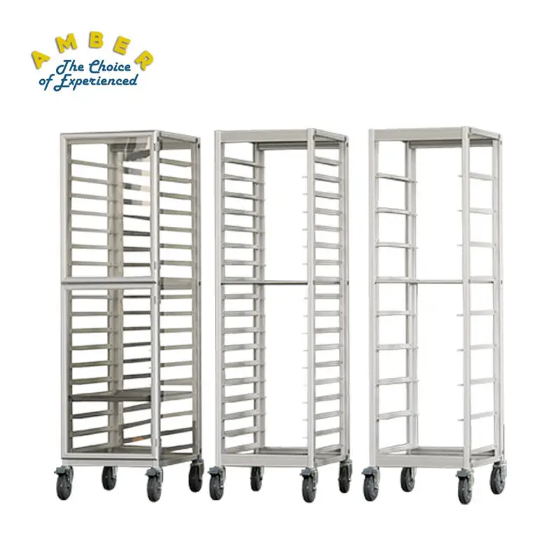 Stainless Steel or Aluminum Alloy Double Tray Kitchen Van Cart Rack for Hotel Factory and Bakery