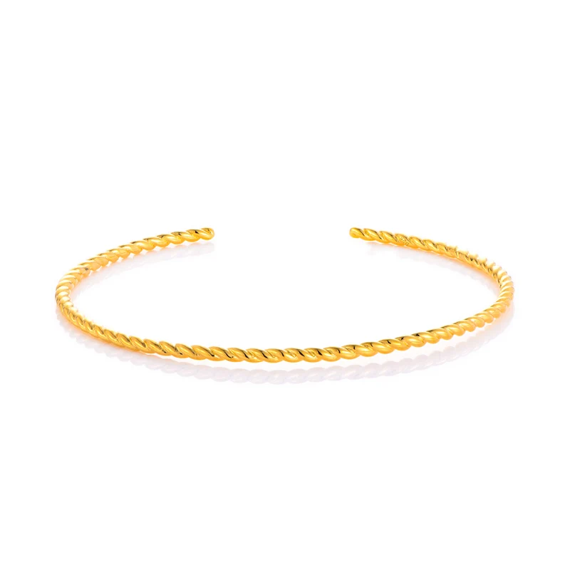 0.5 micron thickness 18k yellow gold open size silver bangle Bracciale customize love charm bangle bracelet