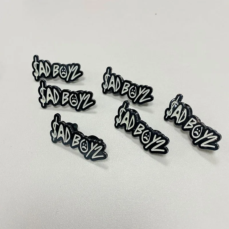 wholesale Sad Boy Luminous Glow in the Dark Hat cap Pins Custom Hard Soft Enamel Lapel Pins