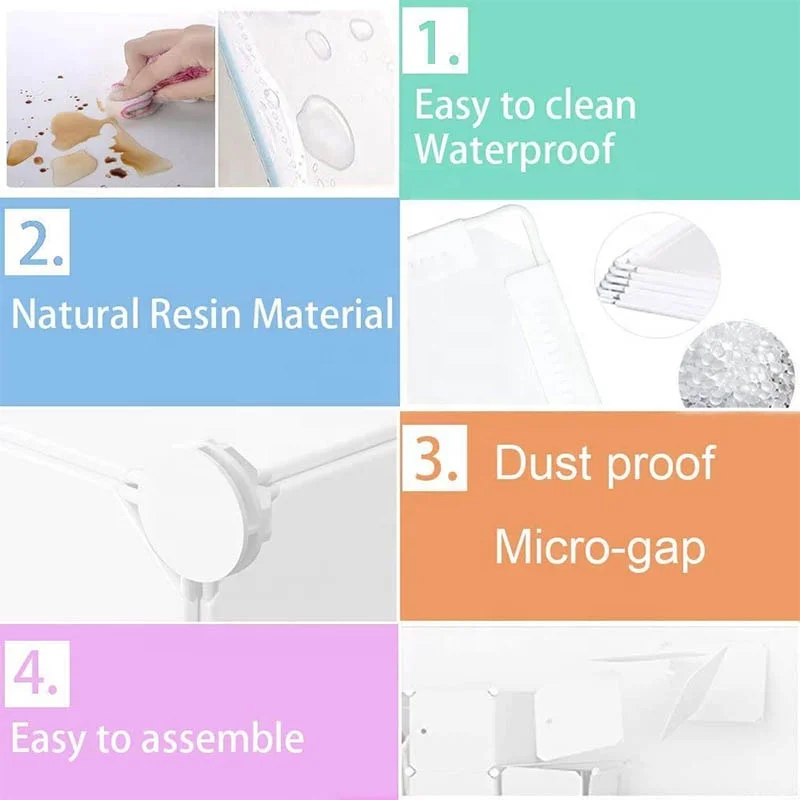 DIY plastic cabinet assembled stackable waterproof storage wardrobe clothes almirah