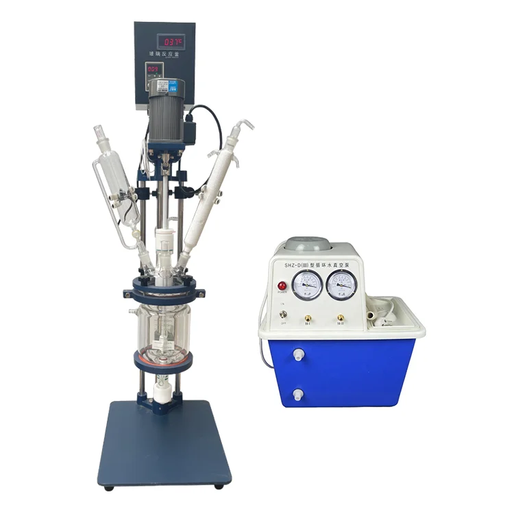 2L jacketed glass reactor with plc glass reactor with cooling jacket