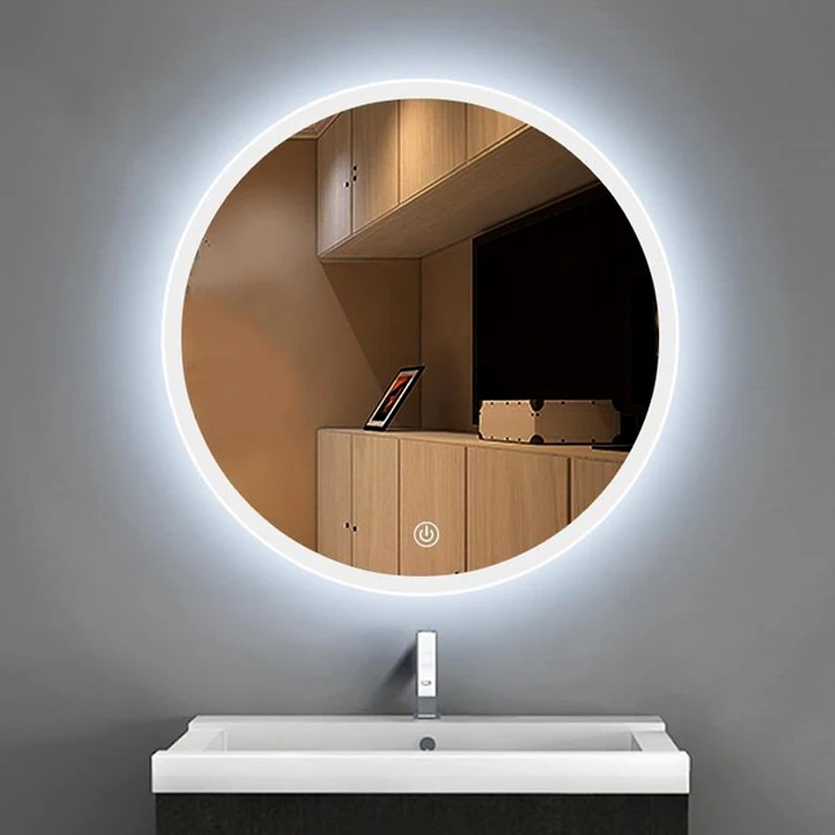Decor bathroom wall mounted circle led backlit mirror for hotel