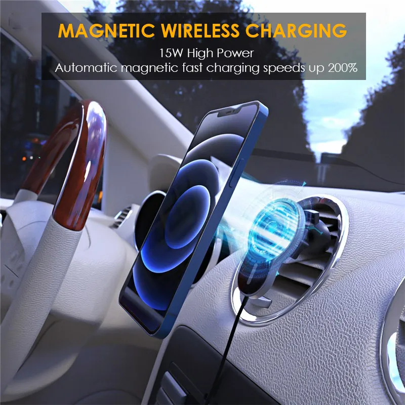 New Products 15 W Magnetic Car Mount Wireless Portable Mobile Phone Charger for iphone Fast Charger