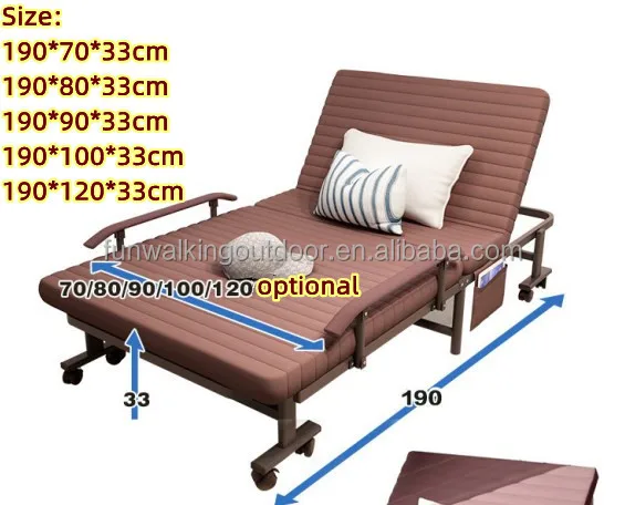 Modern Style Single Size 70cm Width Living Room Bedroom Comfortable Easy Foldable Folding Metal Sofa Bed for Adults