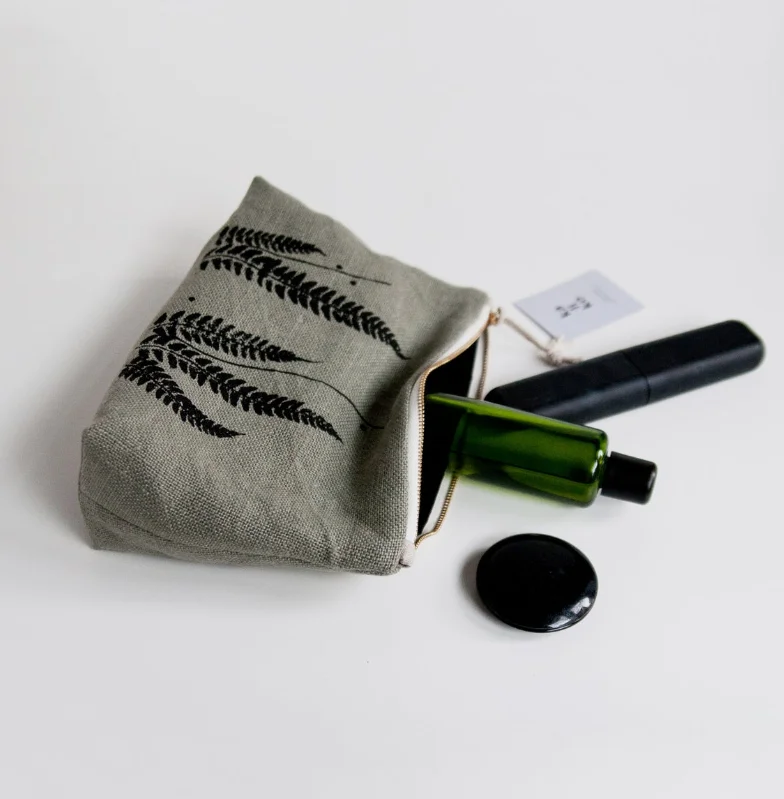 Private Prints Eco-friendly Linen Cotton Makeup Bag Customized Cosmetic Skincare Storage Bags