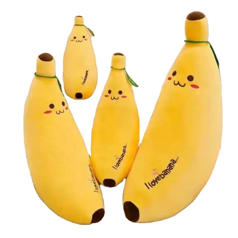 Best Selling Soft Customize  Long Yellow Banana  Fruit Plush Stuffed Pillow