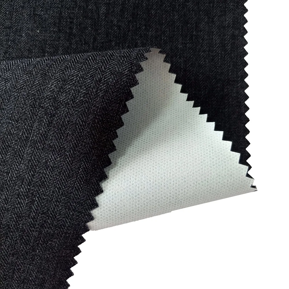100 Polyester Melange Herringbone Fabric Downproof  White TPU Laminated Casual Wear Fabrics