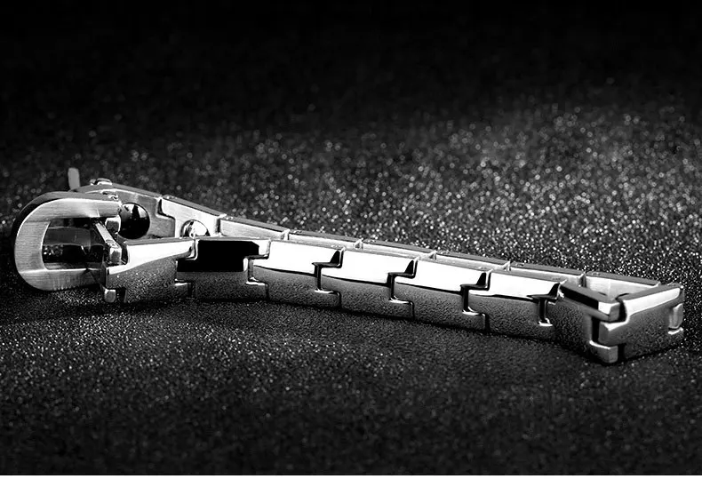 Fashion Stainless Steel Blood Pressure Magnetic Health Bracelet Adjustable for Men DGB018