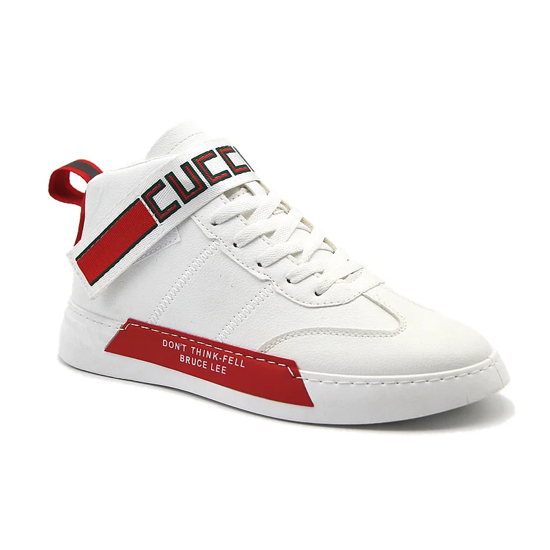 Высокие мужские белые кроссовки из искусственной кожи на плоской подошве; Повседневная обувь; sapatos masculino