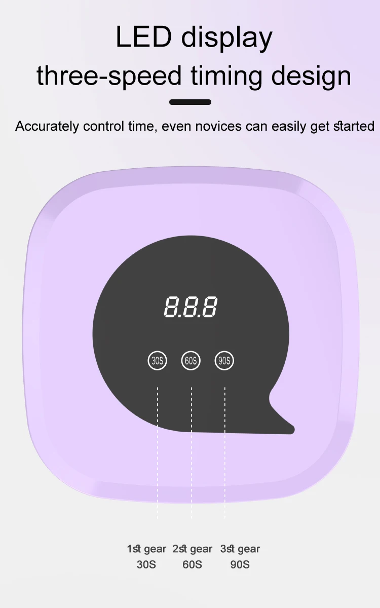 CE approved High Power Purple Color UV Nail Lamp Led Gel Dryer Salon Manicure Lamp  with Smart Timer