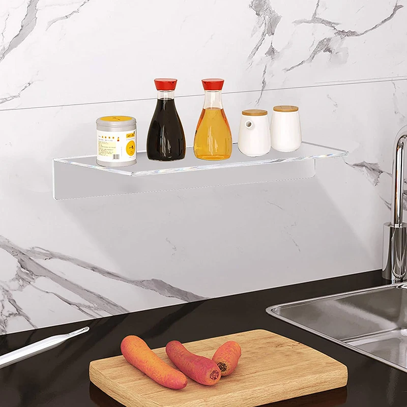 Clear Acrylic Shelves 12 Inch, Floating Wall Mounted Shelf for Wall Storage