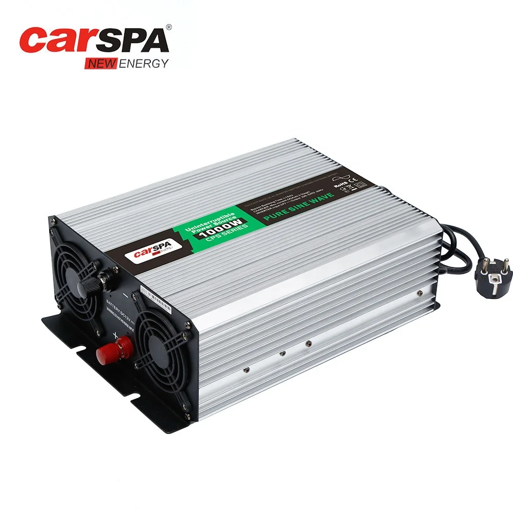 Carspa 1000W Power Inverter with Built-in Charger UPS Pure Sine Wave Inverter DC to AC